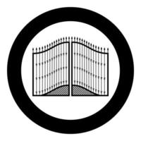 icône de portes forgées en cercle rond illustration vectorielle de couleur noire image de style plat vecteur