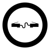 connecteur réseau cordon de raccordement câble ethernet fil lan icône en cercle rond illustration vectorielle de couleur noire image de style plat vecteur