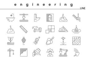 jeu d'icônes de génie civil. ensemble d'illustrations vectorielles d'art en ligne d'ingénierie sur fond blanc. ensemble de lignes modifiable. ensemble d'icônes de ligne de construction et de construction. vecteur