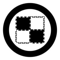 tapis de sport puzzle avec concept de jeu en mousse icône tatami en cercle rond illustration vectorielle de couleur noire image de style plat vecteur