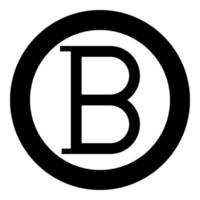 bêta symbole grec lettre majuscule icône de police majuscule en cercle rond illustration vectorielle de couleur noire image de style plat