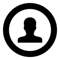 Avatar homme visage silhouette utilisateur signe personne profil photo mâle icône en cercle rond noir illustration vectorielle image solide contour style vecteur