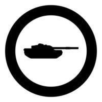 char artillerie armée machine militaire silhouette guerre mondiale icône en cercle rond couleur noire illustration vectorielle image style de contour solide vecteur