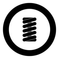 L'icône de la bobine de ressort de couleur noire en cercle rond vecteur