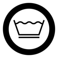 lavage délicat symboles de soins des vêtements concept de lavage icône de signe de blanchisserie en cercle rond illustration vectorielle de couleur noire image de style plat vecteur