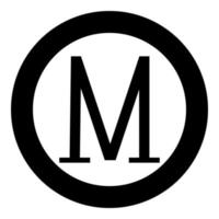 mu symbole grec lettre majuscule icône de police majuscule en cercle rond illustration vectorielle de couleur noire image de style plat