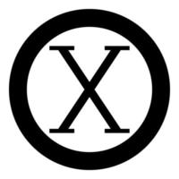 chi symbole grec lettre majuscule icône de police majuscule en cercle rond illustration vectorielle de couleur noire image de style plat vecteur