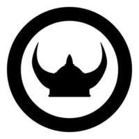 icône de casque viking illustration de couleur noire en cercle rond vecteur