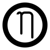 Eta symbole grec petite lettre minuscule icône de police en cercle rond illustration vectorielle de couleur noire image de style plat
