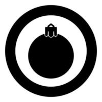 boule du nouvel an icône de jouet de sphère de noël en cercle autour de l'image d'illustration vectorielle de couleur noire style de contour solide vecteur