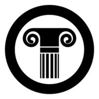 colonne style ancien antique colonne classique architecture élément pilier grec colonne romaine icône en cercle rond illustration vectorielle de couleur noire image de style plat vecteur