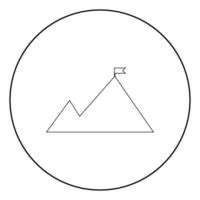 montagnes avec un drapeau sur le dessus l'icône de couleur noire en cercle ou en rond vecteur