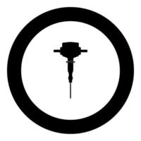 Marteau-piqueur icône couleur noire en cercle rond vecteur