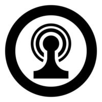 icône d'onde radio de dispositif sans fil de diffusion en cercle rond illustration vectorielle de couleur noire image de style plat vecteur