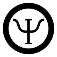 psi symbole grec lettre majuscule icône de police majuscule en cercle rond illustration vectorielle de couleur noire image de style plat vecteur