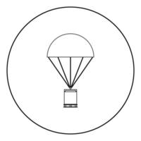 parachute avec icône cargo couleur noire en cercle vecteur