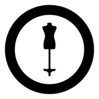 Mannequin torse tailleurs silhouette factice mannequin couturières icône en cercle rond couleur noir illustration vectorielle image style contour solide vecteur