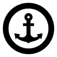 ancre de navire pour icône de conception nautique marine illustration de couleur noire en cercle rond vecteur