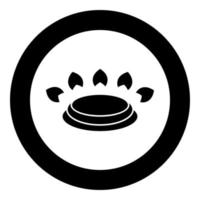brûleur à gaz cuisinière symbole type surfaces de cuisson signe ustensile destination panneau icône en cercle rond noir couleur illustration vectorielle image de style plat vecteur