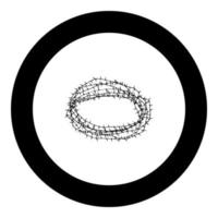 couronne d'épines ou icône de fil de fer barbelé couleur noire en cercle rond vecteur