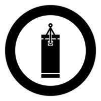 illustration de couleur noire de l'icône du sac de boxe en cercle rond vecteur