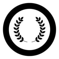 branche de couronnes de laurier gagnant symbole de l'icône de la victoire en cercle autour de l'illustration vectorielle de couleur noire image de style plat vecteur