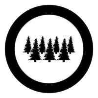 icône d'épinette de sapin de forêt en cercle rond illustration vectorielle de couleur noire image de style de contour solide vecteur