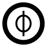 symbole grec phi petite lettre minuscule icône de police en cercle rond illustration vectorielle de couleur noire image de style plat vecteur
