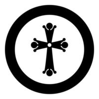 croix à quatre pointes croix en forme de goutte monogramme croix religieuse icône en cercle rond illustration vectorielle de couleur noire image de style plat vecteur