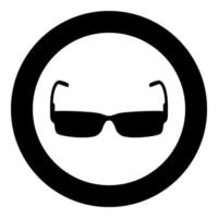 icône de lunettes de soleil en cercle rond illustration vectorielle de couleur noire image de style plat vecteur