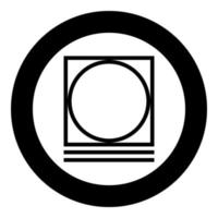 séchoir à tambour en machine mode délicat symboles d'entretien des vêtements concept de lavage icône de signe de lessive en cercle rond illustration vectorielle de couleur noire image de style plat vecteur