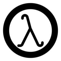 symbole grec lambda petite lettre minuscule icône de police en cercle rond illustration vectorielle de couleur noire image de style plat vecteur