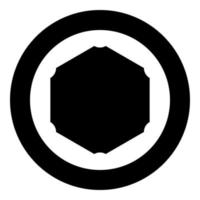 hexagone avec icône de coins arrondis en cercle autour de l'image d'illustration vectorielle de couleur noire style de contour solide vecteur