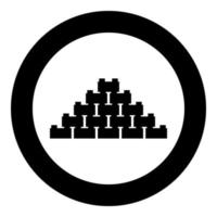 pyramide de briques icône en cercle autour de la couleur noire image d'illustration vectorielle style de contour solide vecteur