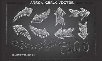 flèches et illustration vectorielle de formes dessinées à la main. croquis flèche vers le haut, dessin de direction, esquisse d'illustrations différentes sur tableau noir. vecteur