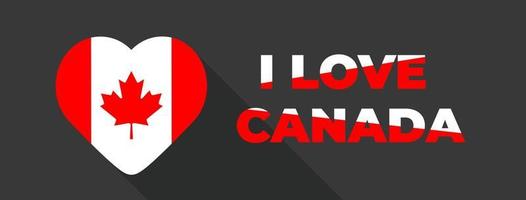 j'aime l'illustration vectorielle du canada. drapeau national canadien. vecteur