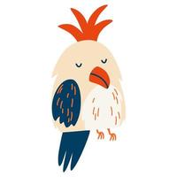 drôle de perroquet. oiseau exotique. illustration vectorielle de dessin animé pour enfants pour cartes postales, affiches, conception de vêtements pour enfants.