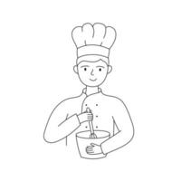 confiseur dans la cuisine uniforme d'un chef. pour la boulangerie, publicité, site internet. illustration vectorielle. vecteur