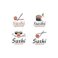 sushi et petits pains avec bar à baguettes ou modèle de logo vectoriel de restaurant.