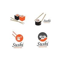 sushi et petits pains avec bar à baguettes ou modèle de logo vectoriel de restaurant.
