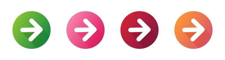 jeu d'icônes de flèche pour les boutons de clic vers l'avant. symbole de flèches avec ombre. vecteur