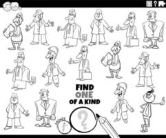 jeu unique avec des hommes d'affaires de dessin animé page de livre de coloriage vecteur