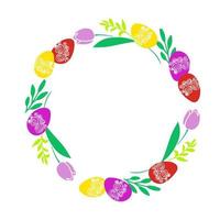 couronne de pâques illustration avec tulipe de fleurs de printemps et oeuf de pâques vecteur