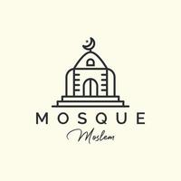 conception de modèle d'icône de logo de style d'art de ligne de mosquée. musulman, islam, illustration vectorielle vecteur