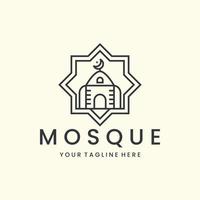 mosquée avec emblème et conception de modèle d'icône de logo de style linéaire. musulman, islam, illustration vectorielle vecteur