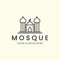 conception de modèle d'icône de logo de style linéaire de mosquée. musulman, islam, illustration vectorielle