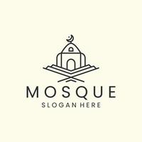 mosquée avec conception de modèle d'icône de logo de style linéaire. ramadan, islam, illustration vectorielle vecteur