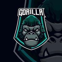 modèle de logo de mascotte de jeu de gorille esport vecteur