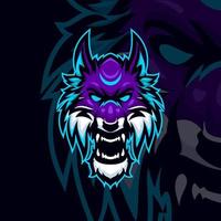 modèle de logo de mascotte de jeu de loup esport vecteur