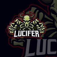 modèle de logo de mascotte de jeu lucifer esport vecteur